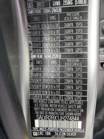 2018 LAND ROVER RANGE ROVE - SALVR2RX1JH274844
