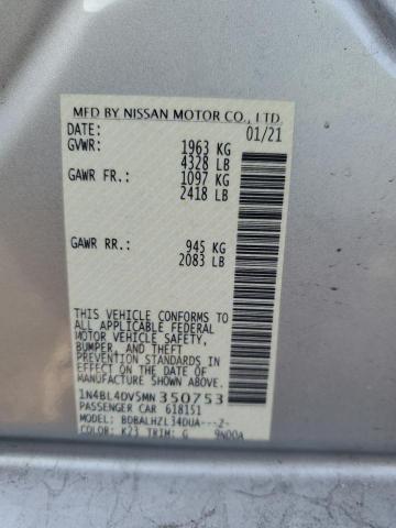2021 NISSAN ALTIMA SV 1N4BL4DV5MN350753