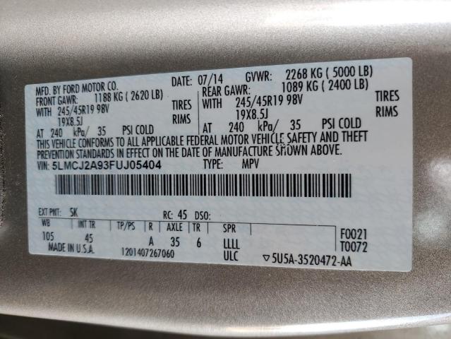 2015 LINCOLN MKC 5LMCJ2A93FUJ05404
