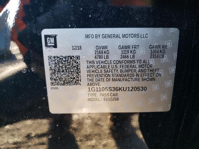 2019 CHEVROLET IMPALA PRE 1G1105S36KU120530