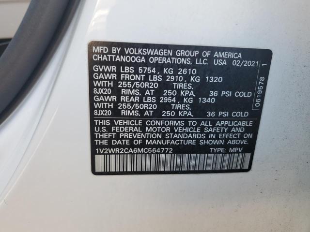2021 VOLKSWAGEN ATLAS SE 1V2WR2CA6MC564772