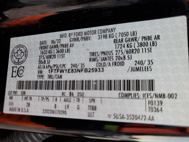 2022 FORD F150 SUPER 1FTFW1E83NFB25933