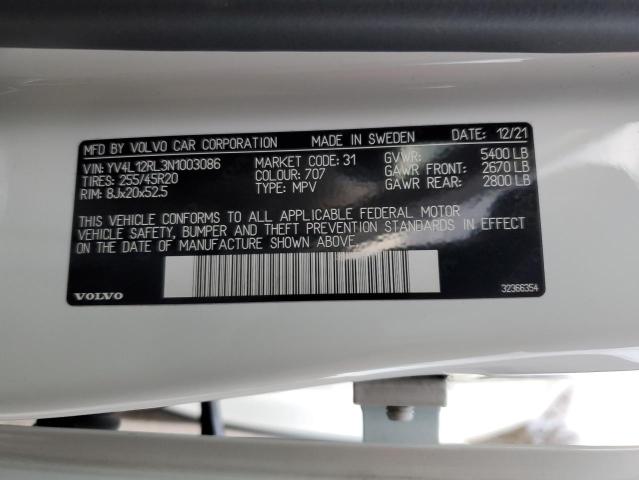 2022 VOLVO XC60 B5 IN YV4L12RL3N1003086