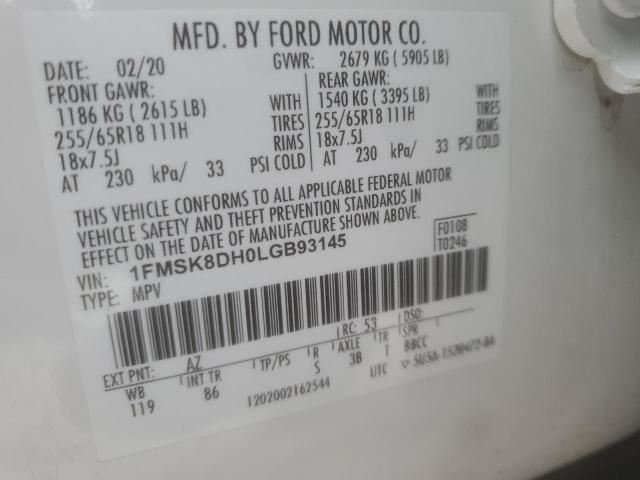 2020 FORD EXPLORER X - 1FMSK8DH0LGB93145