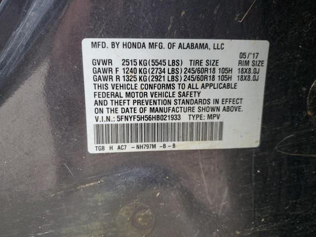 2017 HONDA PILOT EXL - 5FNYF5H56HB021933