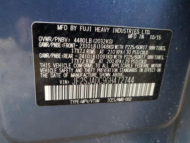 2016 SUBARU FORESTER 2 JF2SJADC9GH472744
