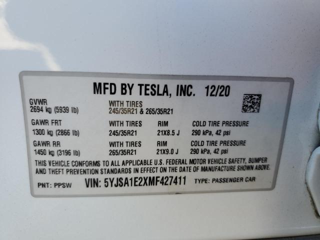 2021 TESLA MODEL S - 5YJSA1E2XMF427411