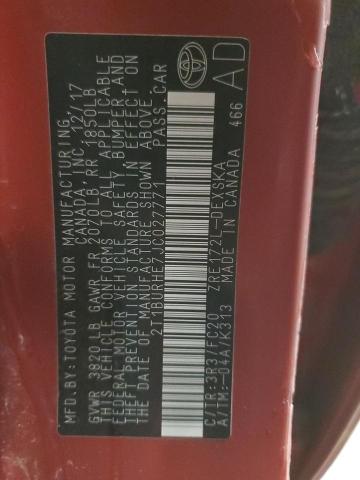 2018 TOYOTA COROLLA L 2T1BURHE7JC027771