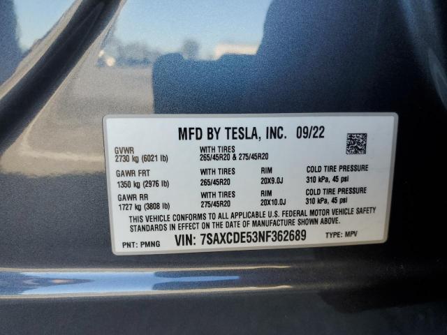 2022 TESLA MODEL X - 7SAXCDE53NF362689