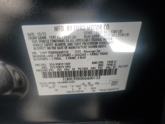 2016 LINCOLN MKS 1LNHL9DK0GG600153