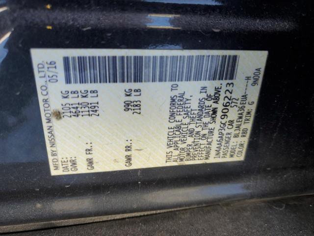 2016 NISSAN MAXIMA 3.5 1N4AA6AP3GC906223