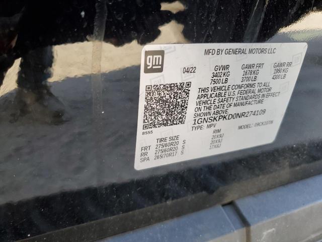 2022 CHEVROLET TAHOE K150 - 1GNSKPKD0NR274109