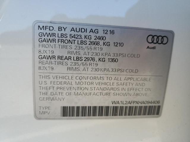 2017 AUDI Q5 PREMIUM WA1L2AFPXHA094406