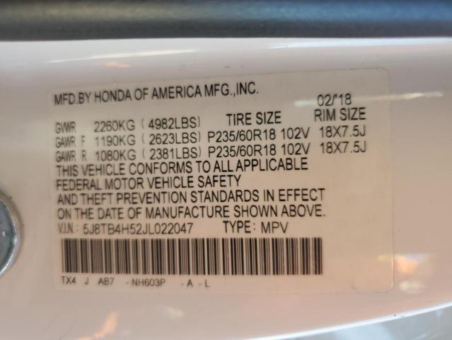 2018 ACURA RDX TECHNO 5J8TB4H52JL022047
