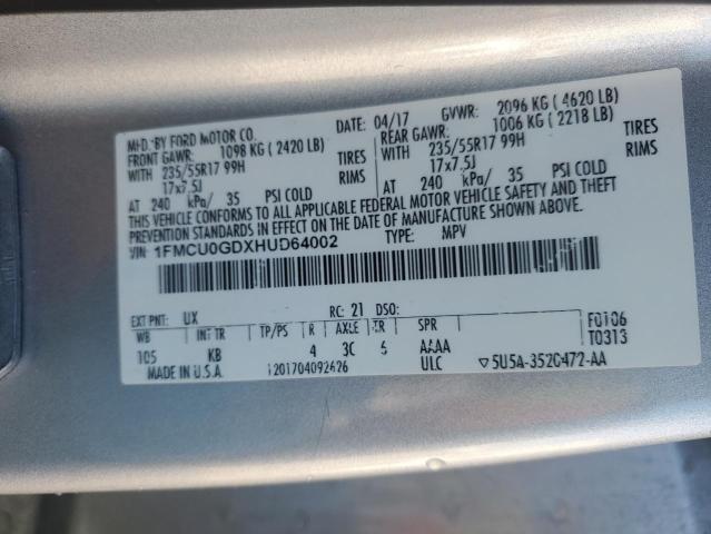 2017 FORD ESCAPE SE - 1FMCU0GDXHUD64002