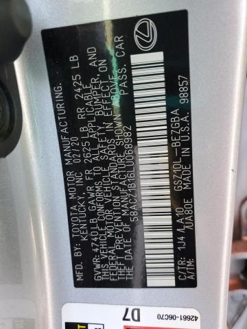2020 LEXUS ES 350 BAS - 58ACZ1B16LU068982