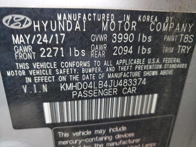 2018 HYUNDAI ELANTRA SPORT KMHD04LB4JU483374