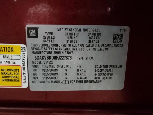 2015 BUICK ENCLAVE - 5GAKVBKD0FJ227876