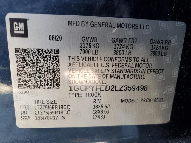 2020 CHEVROLET SILVERADO - 1GCPYFED2LZ359498