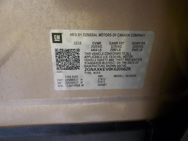 2019 CHEVROLET EQUINOX LT - 2GNAXKEV0K6206629