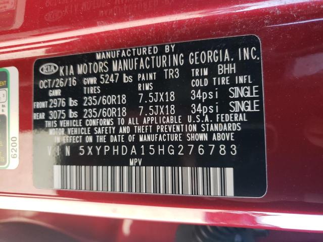 2017 KIA SORENTO EX - 5XYPHDA15HG276783