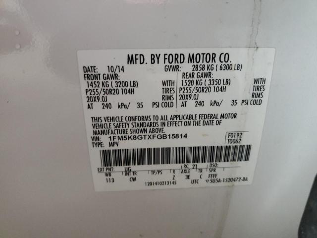 2015 FORD EXPLORER S 1FM5K8GTXFGB15814