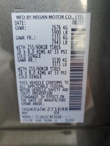 2022 NISSAN PATHFINDER 5N1DR3CA7NC271698