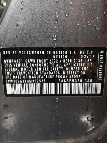 2017 VOLKSWAGEN JETTA S - 3VW167AJ1HM332585