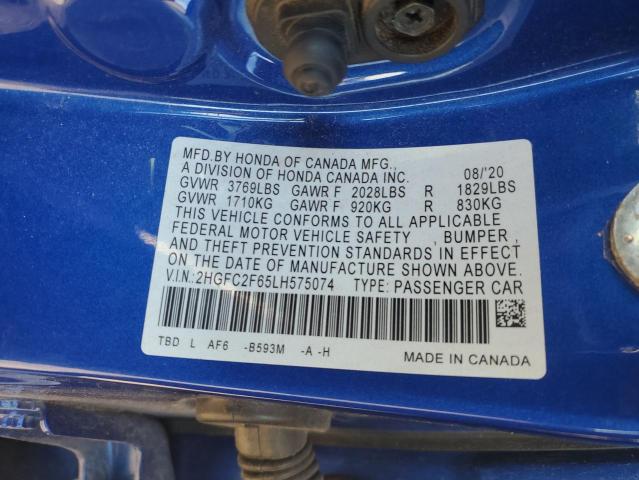 2020 HONDA CIVIC LX - 2HGFC2F65LH575074