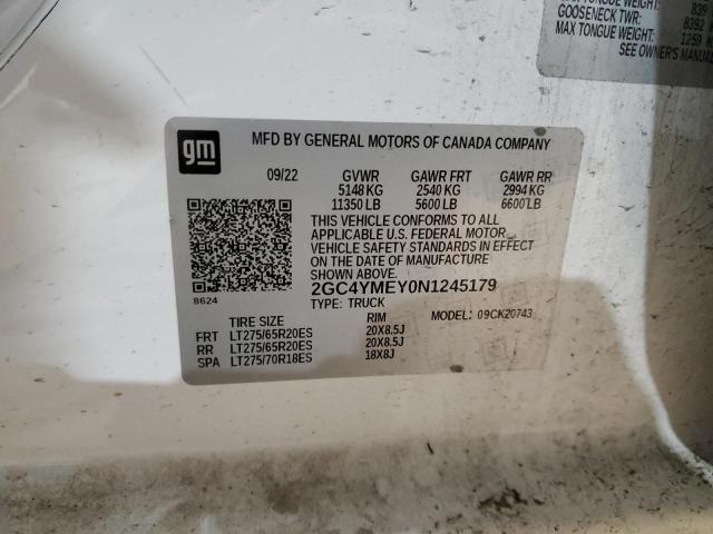 2022 CHEVROLET SILVERADO - 2GC4YMEY0N1245179