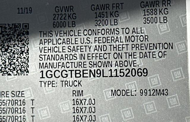 2020 CHEVROLET COLORADO 1GCGTBEN9L1152069