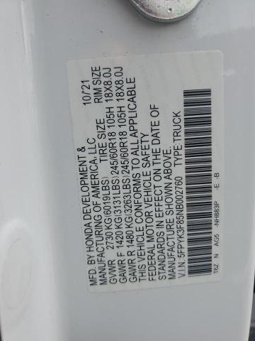 2022 HONDA RIDGELINE 5FPYK3F85NB002760