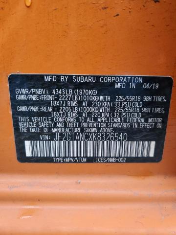 2019 SUBARU CROSSTREK - JF2GTANCXK8326540