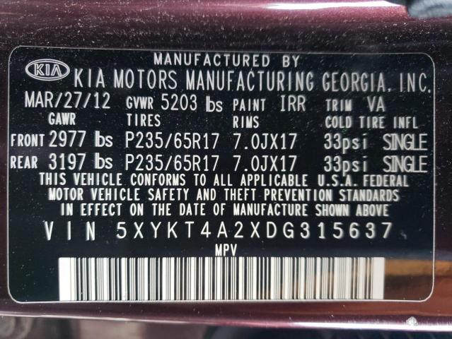 2013 KIA SORENTO LX - 5XYKT4A2XDG315637