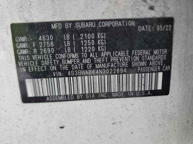 2022 SUBARU LEGACY - 4S3BWAB64N3022894