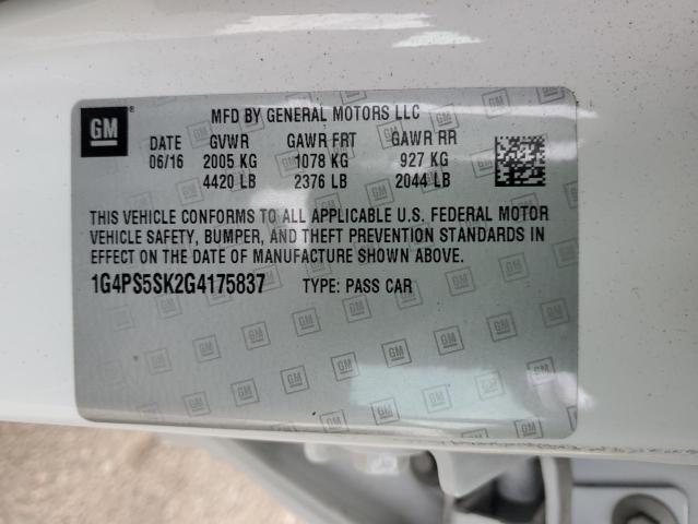 2016 BUICK VERANO 1G4PS5SK2G4175837