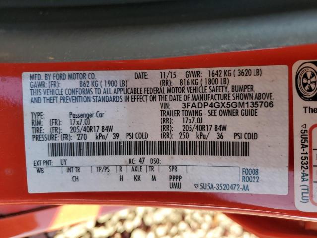 2016 FORD FIESTA ST - 3FADP4GX5GM135706