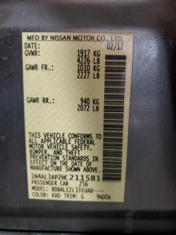 2017 NISSAN ALTIMA 2.5 - 1N4AL3AP2HC211581