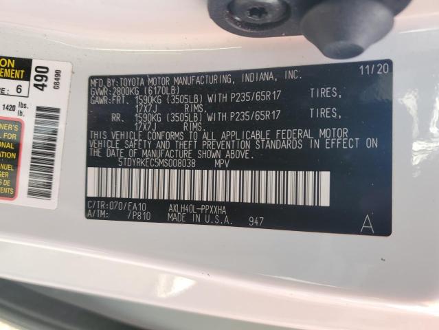2021 TOYOTA SIENNA XLE 5TDYRKEC5MS008038