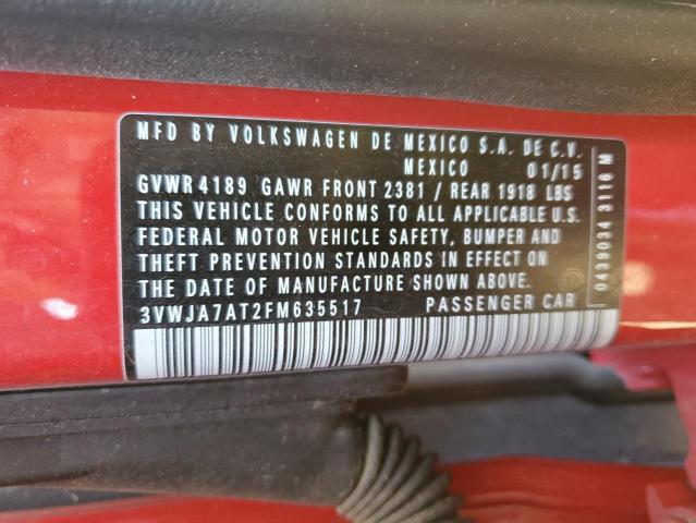 2015 VOLKSWAGEN BEETLE TDI 3VWJA7AT2FM635517