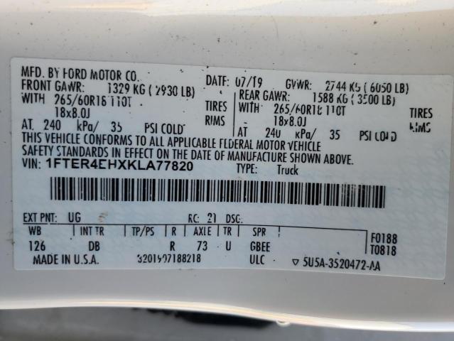 2019 FORD RANGER XL - 1FTER4EHXKLA77820