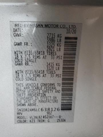 2020 NISSAN PATHFINDER - 5N1DR2AM6LC638126