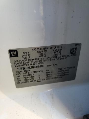 2016 CHEVROLET SUBURBAN K 1GNSKHKC1GR310440