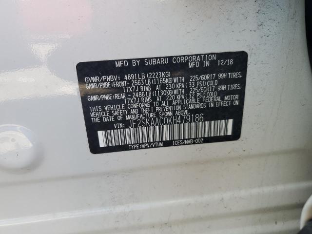 2019 SUBARU FORESTER JF2SKAAC0KH479186