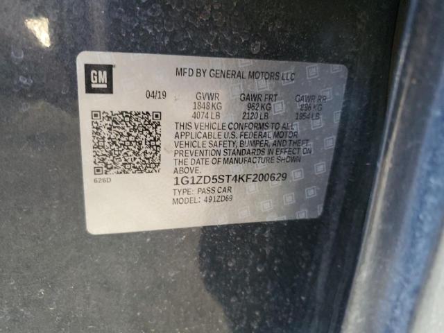 2019 CHEVROLET MALIBU LT - 1G1ZD5ST4KF200629