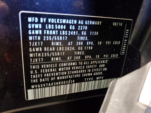 2017 VOLKSWAGEN TIGUAN WOL WVGSV7AX3HK003226