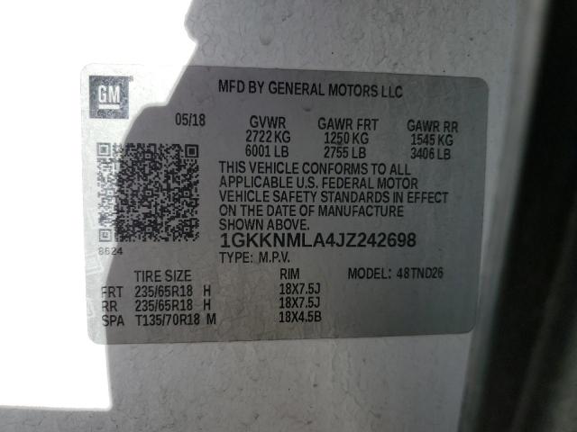 2018 GMC ACADIA SLT - 1GKKNMLA4JZ242698