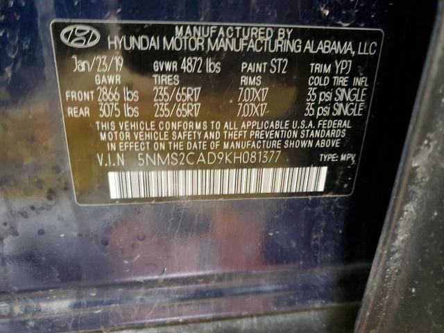 2019 HYUNDAI SANTA FE S 5NMS2CAD9KH081377