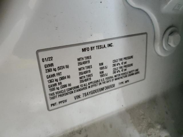 2022 TESLA MODEL Y - 7SAYGDEE6NF366938