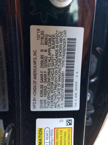 2019 HONDA ACCORD EX 1HGCV1F46KA002851